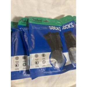 NEW 9 Pairs Black Dr Sock Compression Ankle Toeless Socks LOT Plantar Fascitis
